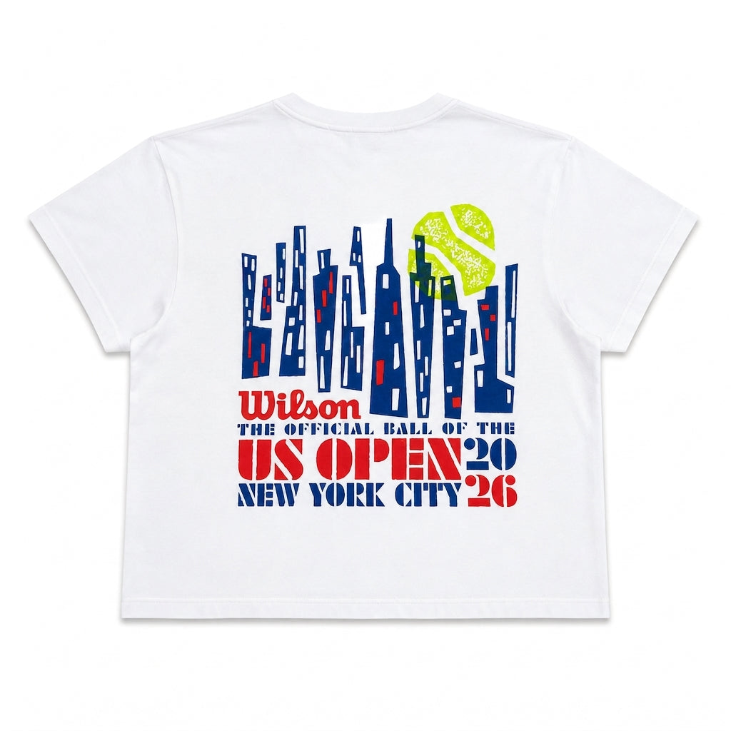 W HARPER CROP TEE | WHITE/BLUE