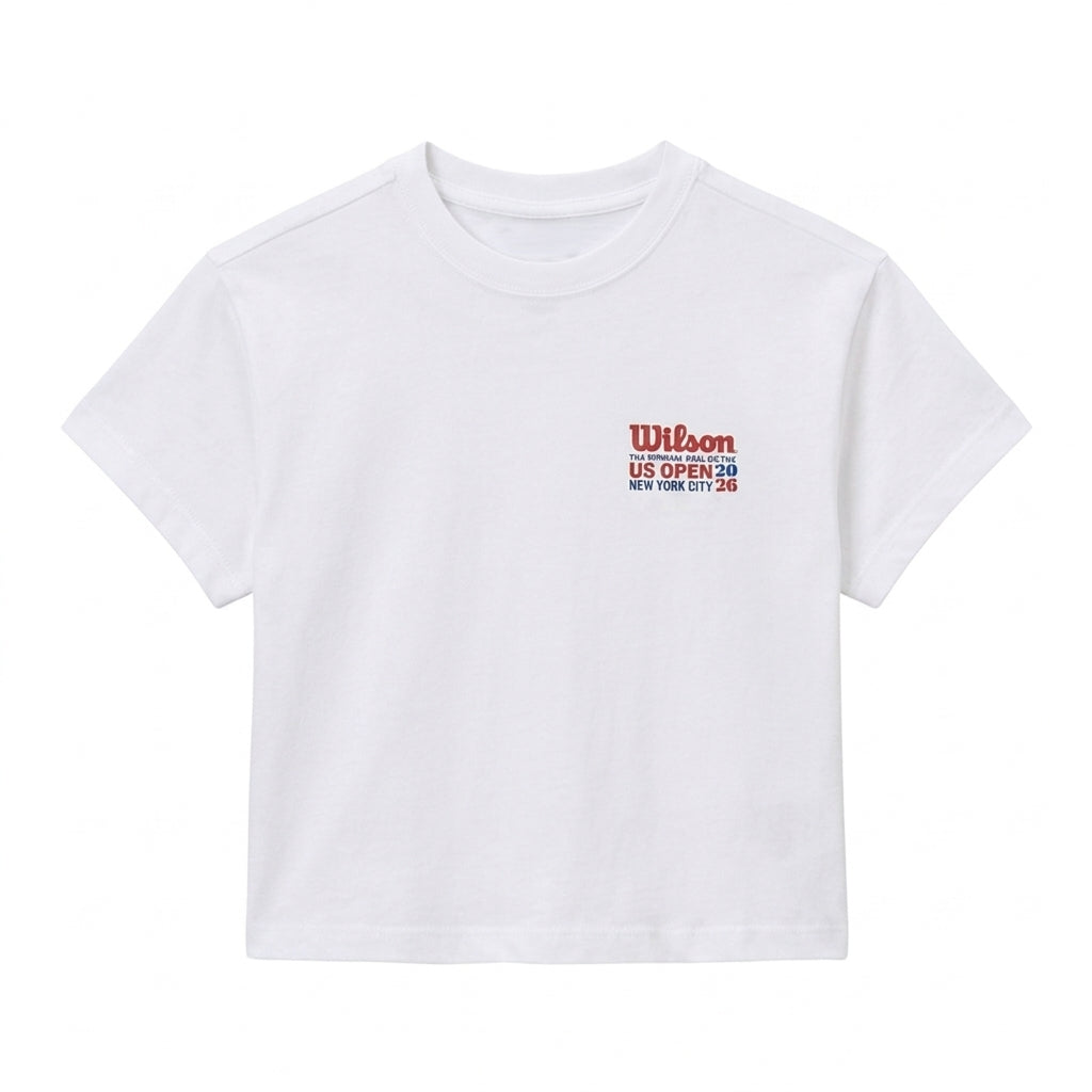 W HARPER CROP TEE | WHITE/BLUE