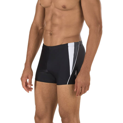 Speedo Mens Fiteness Splice Sq Leg Swimsuits in Black Color