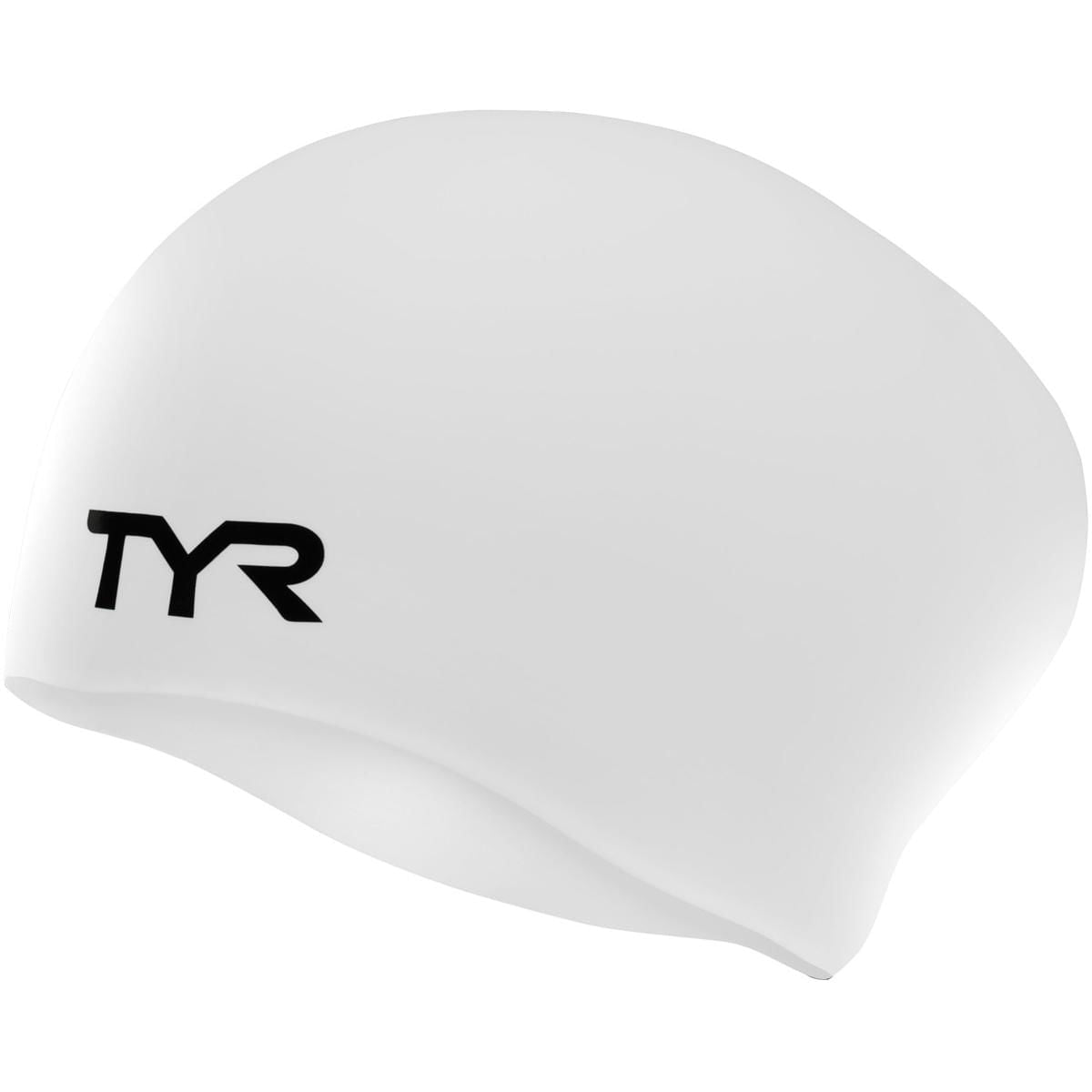Tyr Long Hair Silicone Swimming Caps in White Color