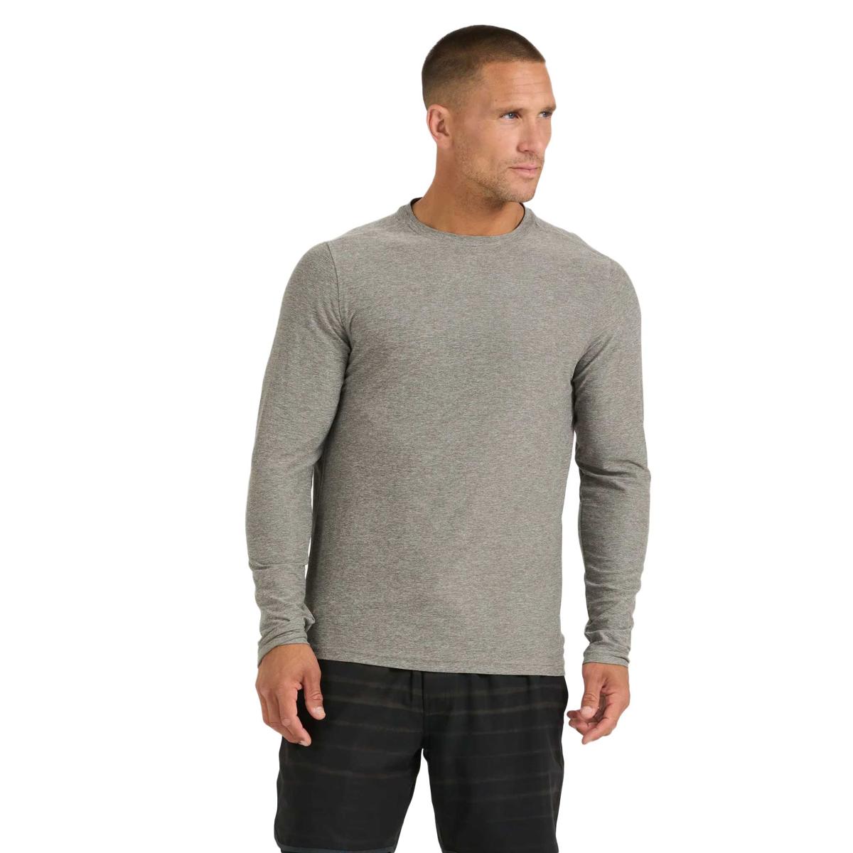 Vuori Mens L/S Strato Tee Tops in Grey Color
